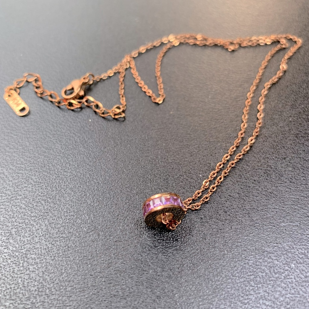 Purple Gem / Rose Gold Necklace